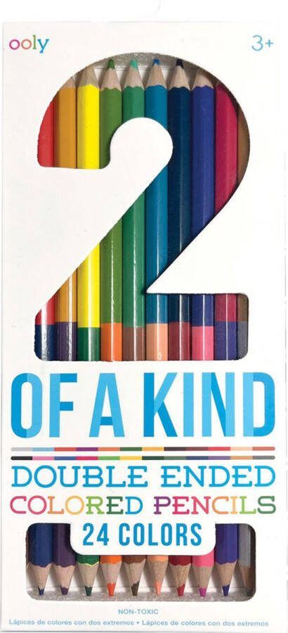 Ooly 2 Of A Kind Double-Ended Colored Pencils Een Set Van 12 Dubbelzijdige Kleurpotloden Elk Potlood Heeft Een Andere Kleur Aan Beide Uiteinden In Totaal 24 Kleuren Voorgeslepen Punten Niet-Giftig Geschikt Voor Kinderen Vanaf 3 Jaar