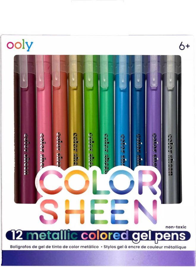 Ooly Color Sheen Metallic Gel Pens Set Van 12 Metallic Gekleurde Gelpennen Markers Werken Op Zowel Wit Als Zwart Papier Pennen Hebben Een Fijne Punt (1 00 mm) Geschikt Vanaf 6 Jaar
