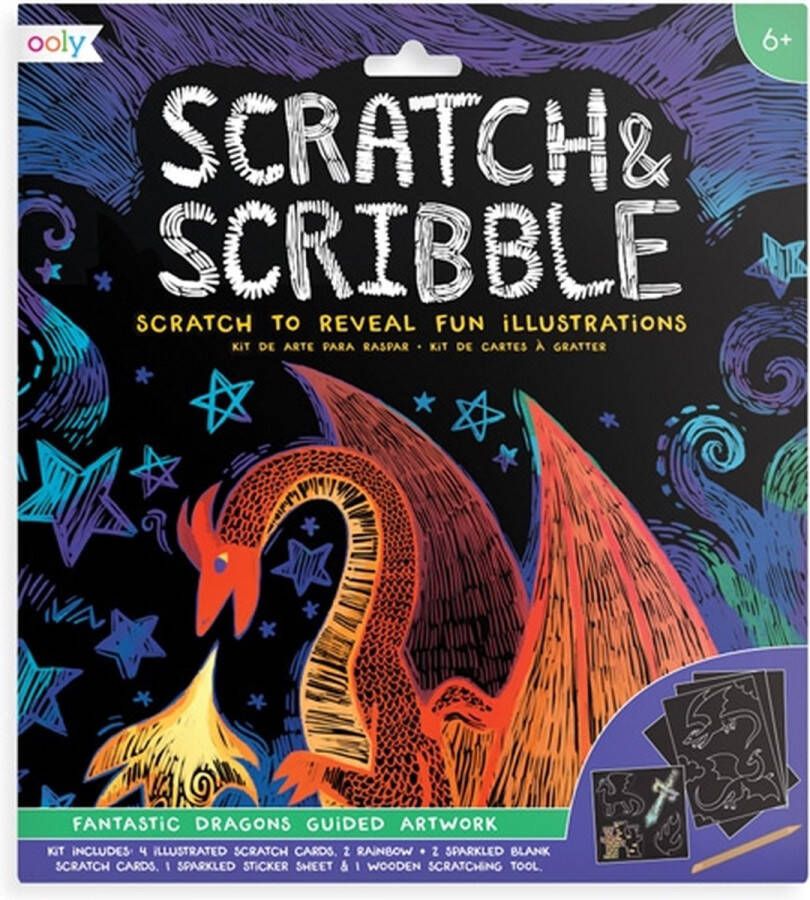 Ooly Fantastic Dragon Scratch and Scribble Scratch Art Kit Kras Kunst Kit Met 4 Geïllustreerde Kraskaarten Perfect Formaat Om In Te Lijsten Of Mee Te Spelen Bevat Alles Wat Je Nodig Hebt Om Meteen Aan De Slag Te Gaan Geschikt Vanaf 6 Jaar