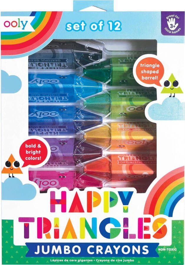 Ooly Happy Triangles Set Van 12 Jumbokrijtjes De Krijtjes Hebben Een Driehoekige Vorm Door De Driehoekige Vorm Rollen Ze Niet Weg Makkelijk Vast Te Houden Voor Kleine Handjes Veilig En Niet Giftig Geschikt Vanaf 3 Jaar