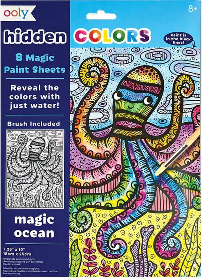 Ooly Hidden Colors Magic Paint Sheets Magic Ocean Kleuren Met Water Inclusief Kwast Kleuren Blijven Achter Als De Afbeelding Opdroogt Voor Een Inlijstbaar Kunstwerk Bevat 8 Magische Verfvellen Geschikt Vanaf 8 Jaar