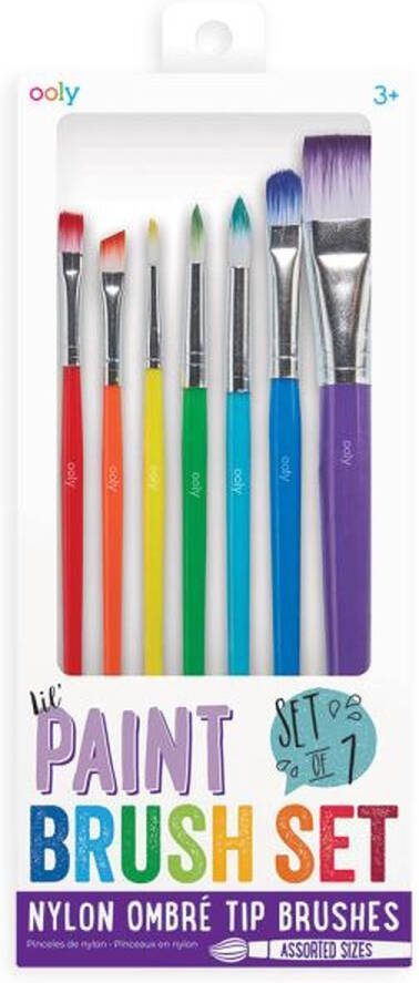 Ooly Lil' Paint Brush Set Van 7 Penselen Bevat Penselen Van 7 Verschillende Formaten Waaronder Plat Filbert Rond En Hoekig Geschikt Vanaf 3 Jaar