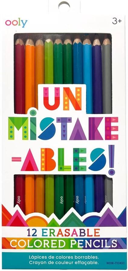 Ooly Un-Mistakeables! Erasable Colored Pencils Set Van 12 Uitwisbare Kleurpotloden De Set Bevat Een Regenboog Aan Kleuren Waaronder Rood Blauw Groen En Geel Elk Potlood Bevat Een Gum Geschikt Vanaf 3 Jaar