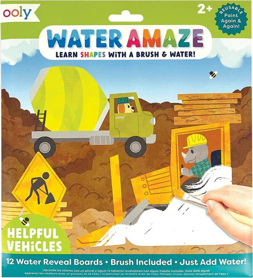Ooly Water Amaze Water Reveal Boards Helpful Vehicles Kleuren Met Water 12 Verschillende Afbeeldingen De Afbeeldingen Worden Onthuld Met Water Inclusief Verfkwast De Afbeeldingen Verdwijnen Als Ze Droog Zijn Geschikt Vanaf 2 Jaar