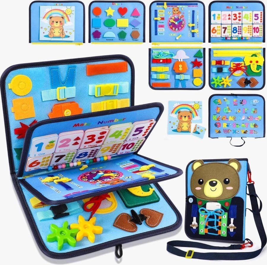 Ophy Educatief Speelgoed 8 in 1 Drukke Board Speelgoed Van 2 3 4 jaar (Speelgoed Motorics Speelgoed Van Peuters Kinderen Montessori Speelgoed Van 1 jaar) Educatieve Speelgoed Activiteit Board