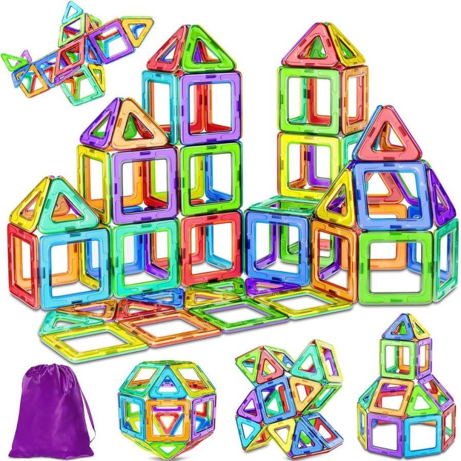 Ophy Magnetische Speelblokken Magnetische Bouwstenen 40PCS Magnet Speelgoed Kinderen Magnetische Bouwstenen Van 3 Jaar Magnetische Bouwstenen Voor Meisjes Jongens Educatieve Gift Sterk Magnetisme Hoge Zelfklevende Kracht
