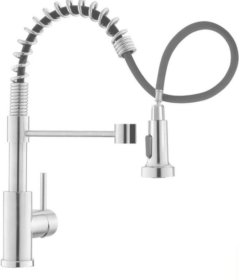 Ophy Keukenkraan Keuken Hoge Boog Hogedruk Keukenkraan (met Neerklapbare Douchekraan en 60cm Slangen*2 (G3 8) 1 Stuk Mengkraan Wastafelkraan Keukenkranen) 360° Draaibaar Twee Sproeifuncties Roestvrij Staal