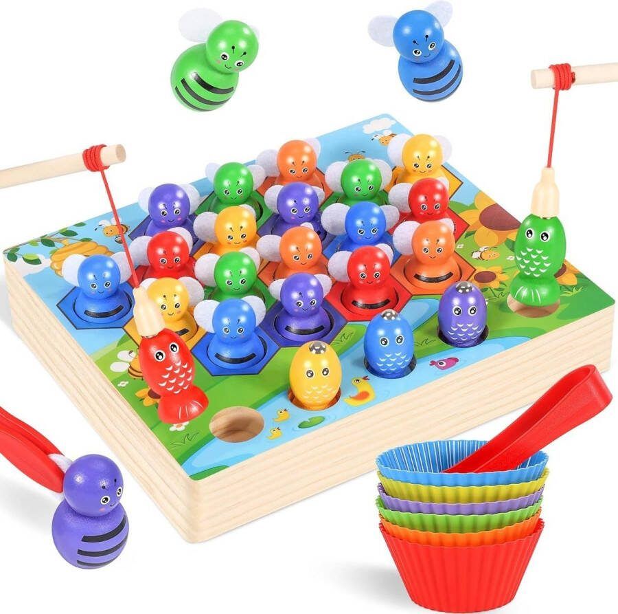 Ophy Speeltoren speelgoedset bijenhouten sorteerstapelspeelgoed (Kinderspeelgoedset) Het perfecte Montessorispeelgoed voor kinderen vanaf 2 jaar!