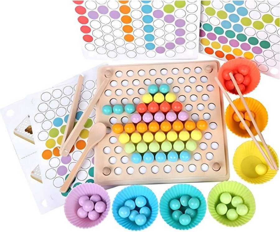 Ophy Stapelspeelgoed houten Montessori speelgoed clip kralen puzzel bordspellen (1 stuk) wiskunde leren speelgoed kinderen voorschoolse kleur sorteren