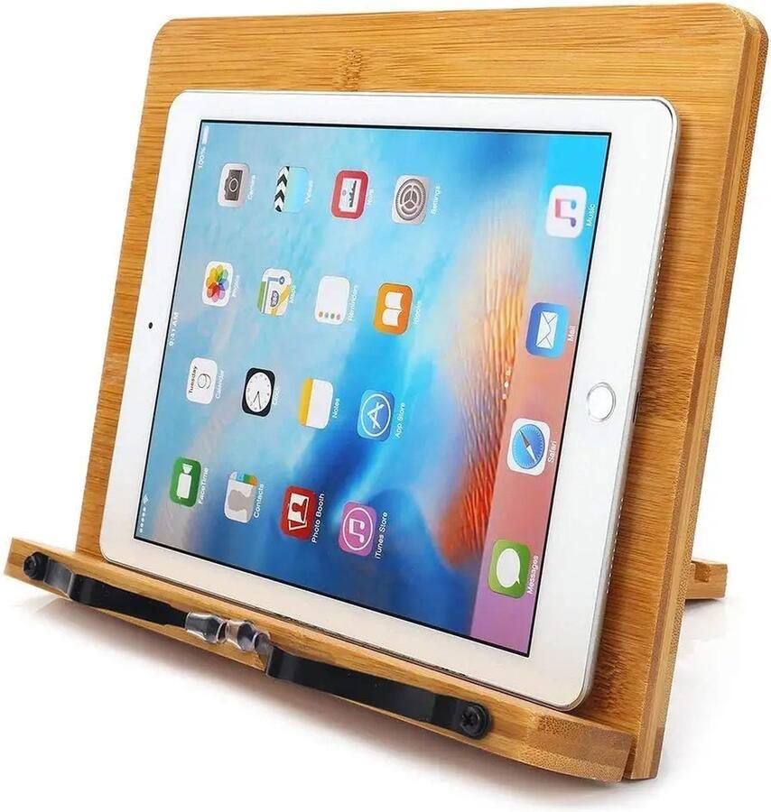 Opline Boekenstandaard – Boekenhouder – Book holder – Boekenstandaard bamboe hout – Tablethouder – Leesstandaard – Verstelbaar (5 standen)
