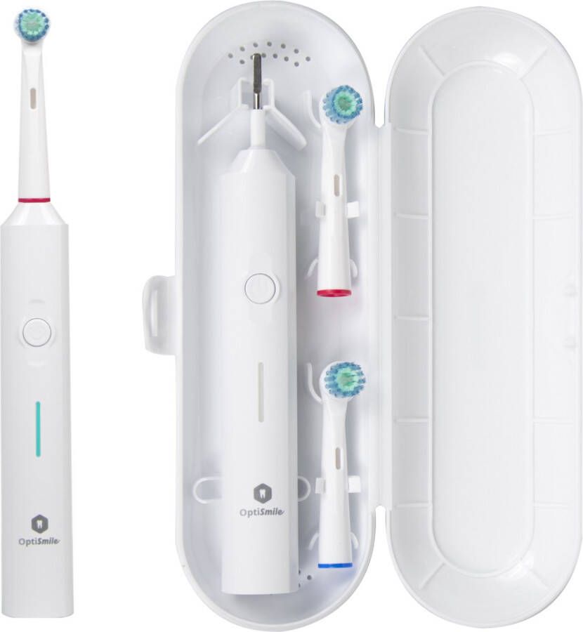 Opti Smile Optismile Elektrische Tandenborstel met Timer Incl. 2 Opzetstukken Geschikt voor Oral-B Opzetborstels Ideaal voor op Reis Wit