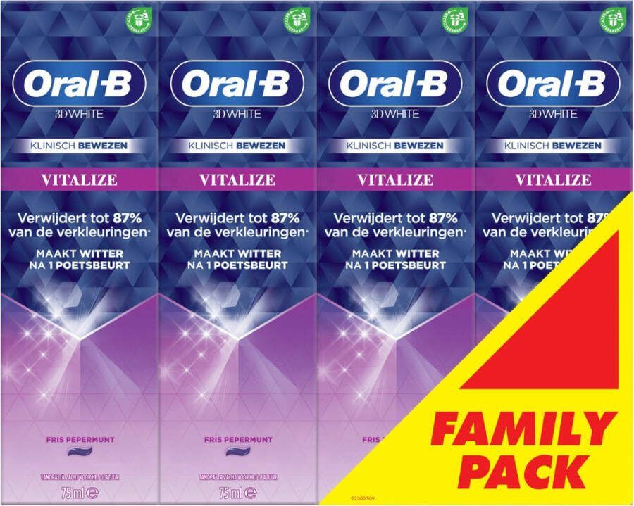Oral B 6x Oral-B Tandpasta 3D White Vitalizing Fresh 4 x 75 ml