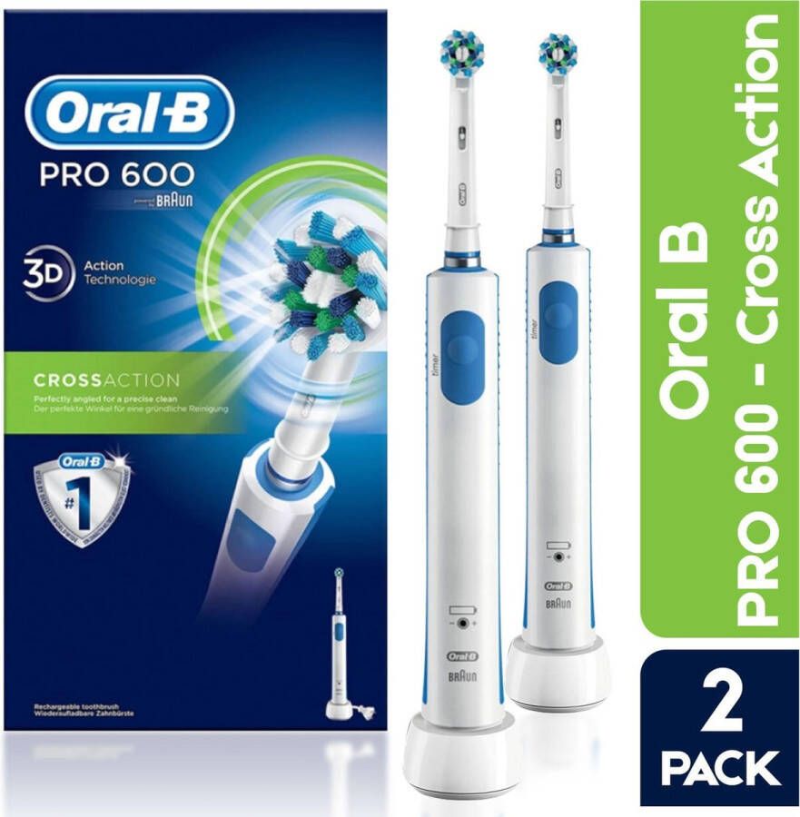 Oral B Duopack 600 Cross Action Elektrische tandenborstel 2 stuks voordeelverpakking