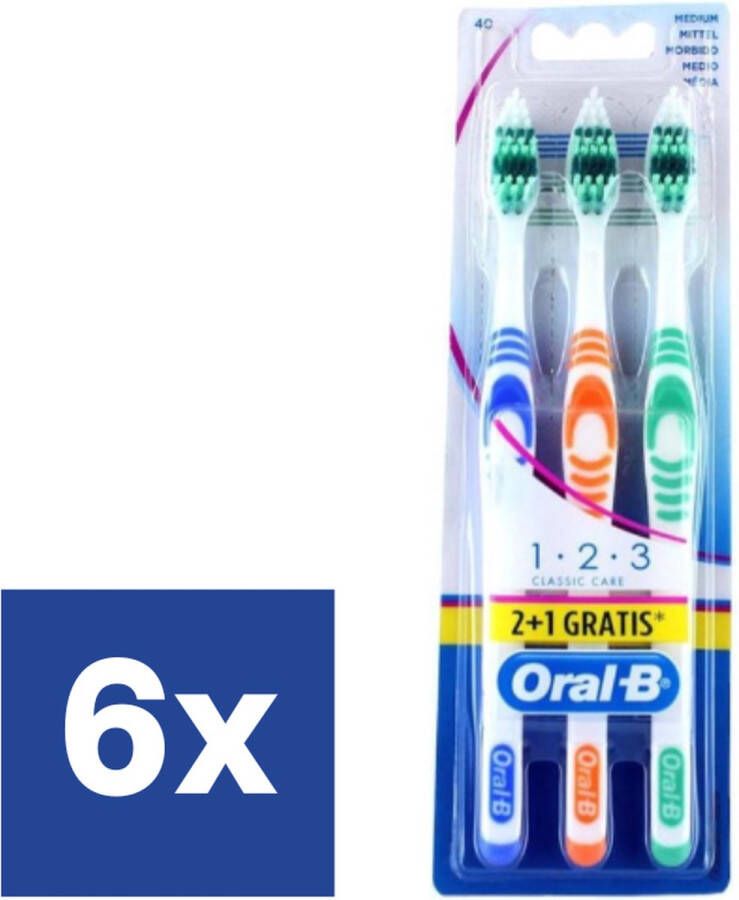 Oral B Oral-B 1-2-3 Classic Medium Tandenborstels 6 x 3 stuks