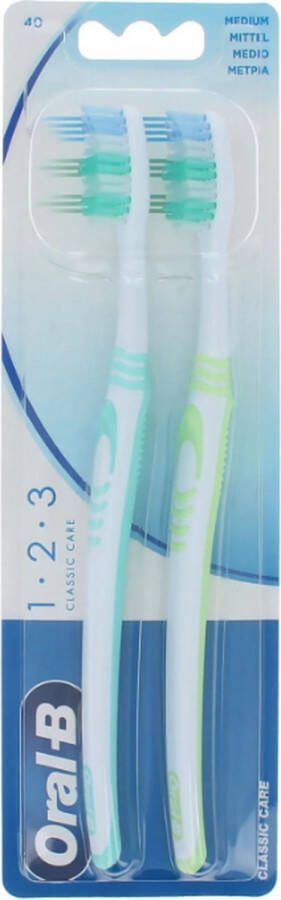 Oral B Oral-B 1.2.3 Classic Care Duo Pack Mint-Green Tandenborstel Medium