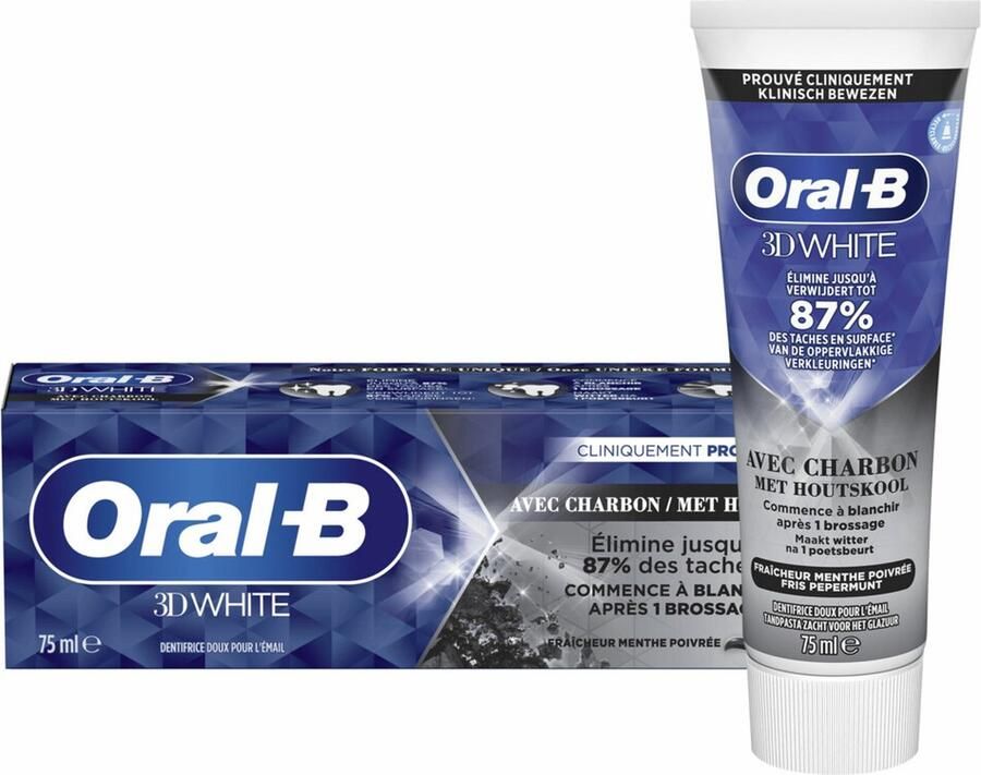 Oral B 12x Oral-B Tandpasta 3D White Houtskool 75 ml