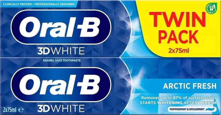Oral B Oral-B 3D White Arctic Fresh Twinpack Tandpasta 2 x 75 ml