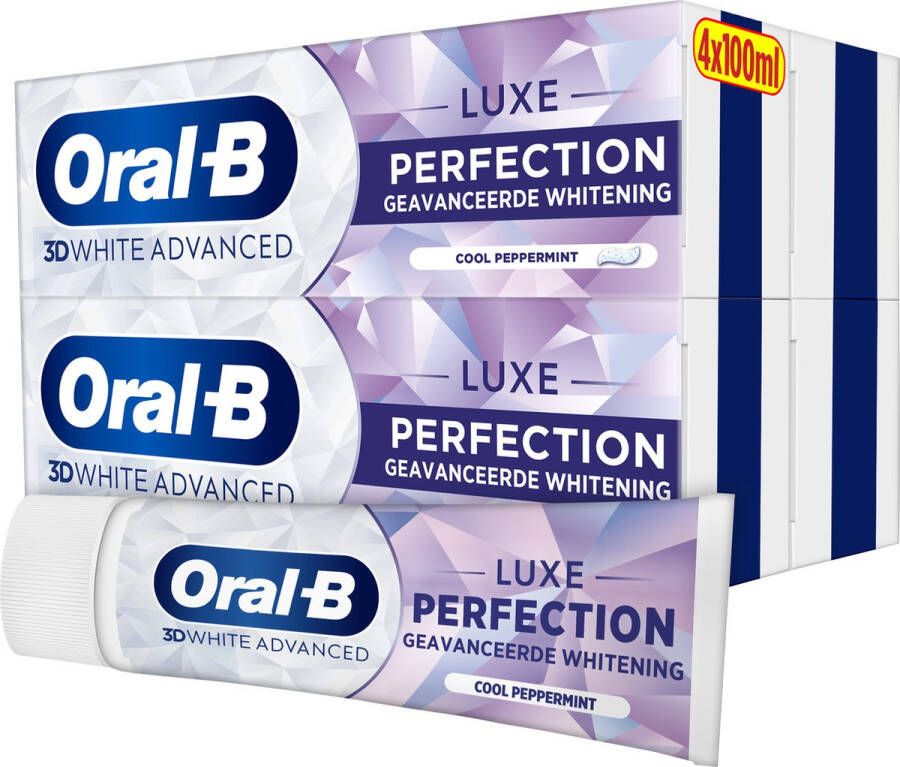 Oral B Oral-B 3D White Luxe Perfection Tandpasta 4x100ml verpakt in gerecycleerd karton