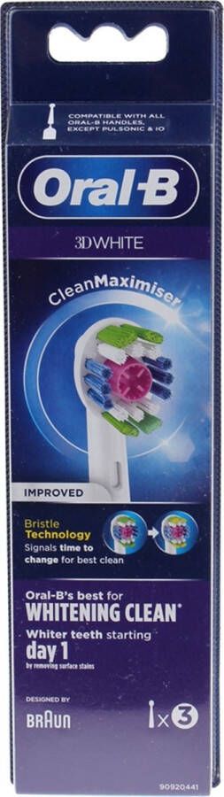 Oral B Oral-B 3D White Opzetborstel Met CleanMaximiser-technologie Verpakking Van 3Stuks