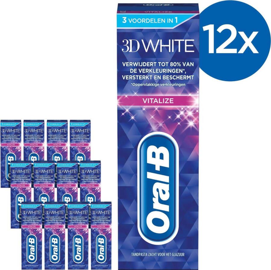 Oral B Oral-B 3D White Vitalize Voordeelverpakking 12x75 ml Tandpasta