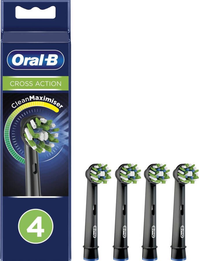 Oral B Oral-B CrossAction Met CleanMaximiser-technologie Opzetborstels Zwart 4stuks