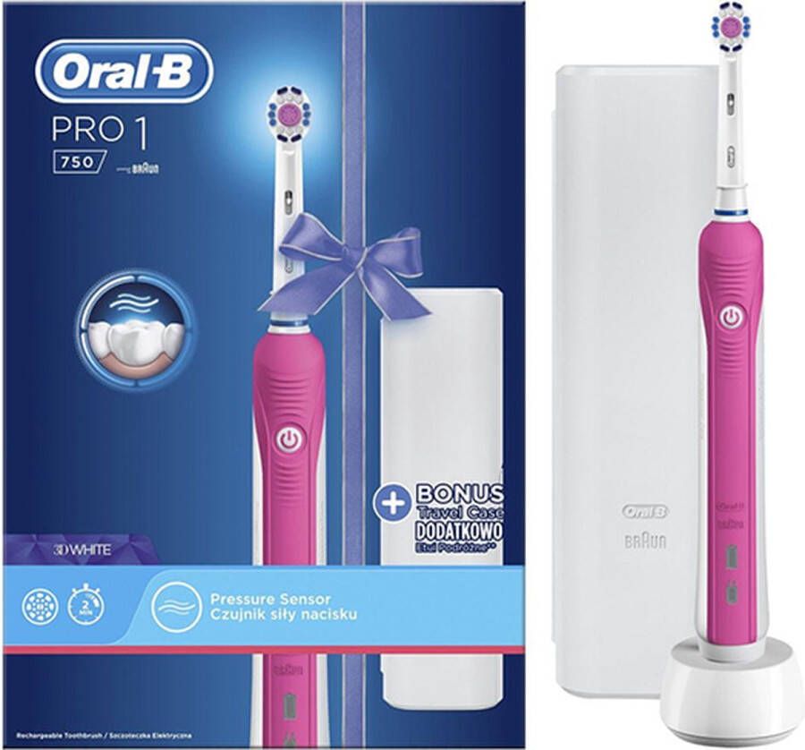 Oral B Oral-B Elektrische Tandenborstel 3d White Pro 750 3dw Pink 1 Stuks
