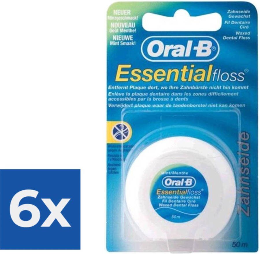 Oral B Oral-B Essential 50 m Flosdraad Voordeelverpakking 6 stuks