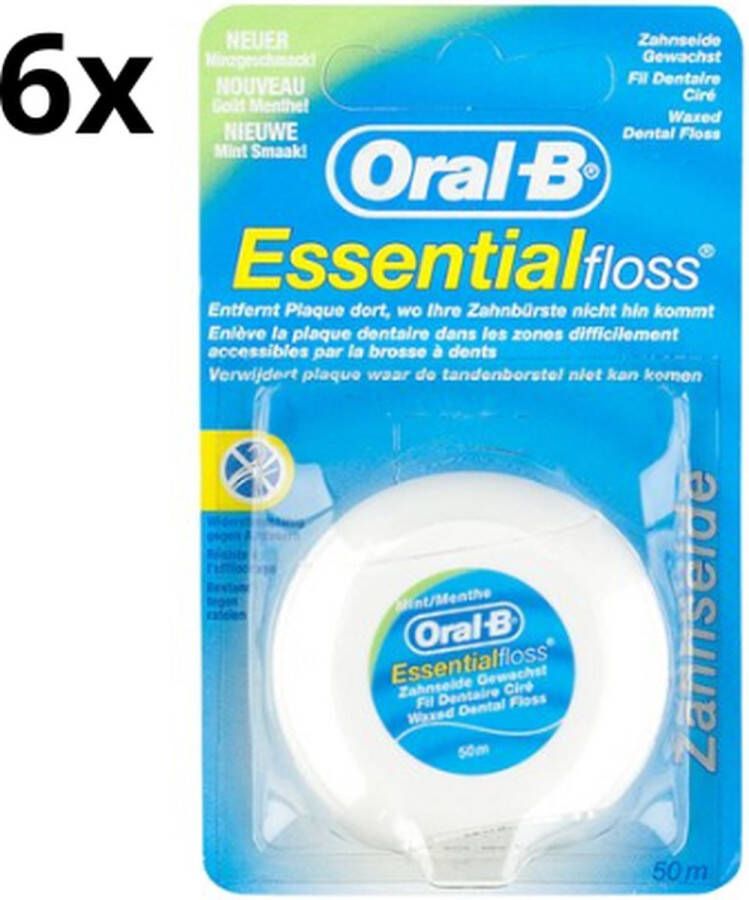 Oral B Oral-B Essential Floss 6 x 50 m Flosdraad Voordeelverpakking