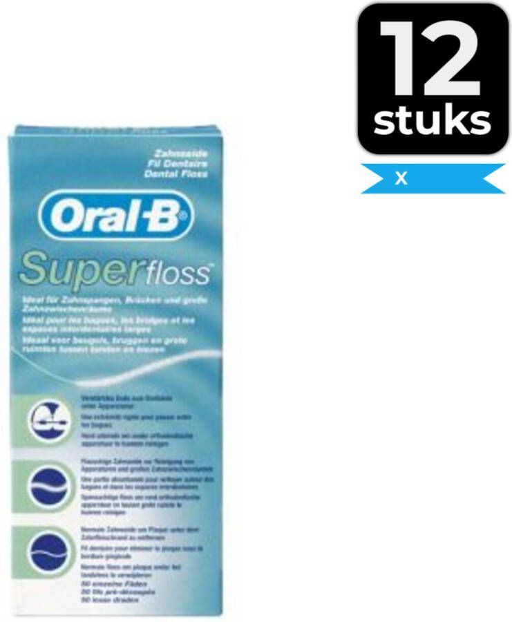 Oral B Oral-B Flosdraad Super Floss 50 stuks Voordeelverpakking 12 stuks