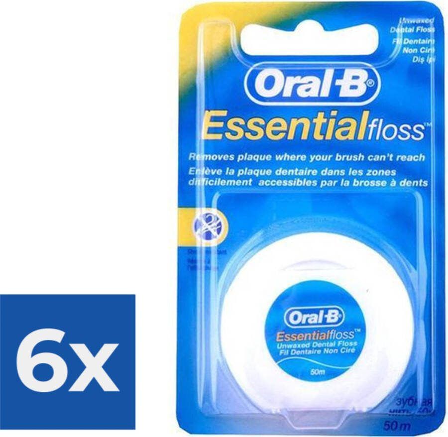 Oral B Oral-B Floss Essential Floss 50 meter Voordeelverpakking 6 stuks