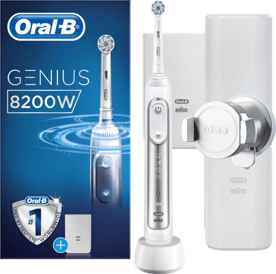 Oral B Oral-B Genius 8200W Zilver Elektrische Tandenborstel Powered By Braun 1 Handvat en 1 Opzetborstel