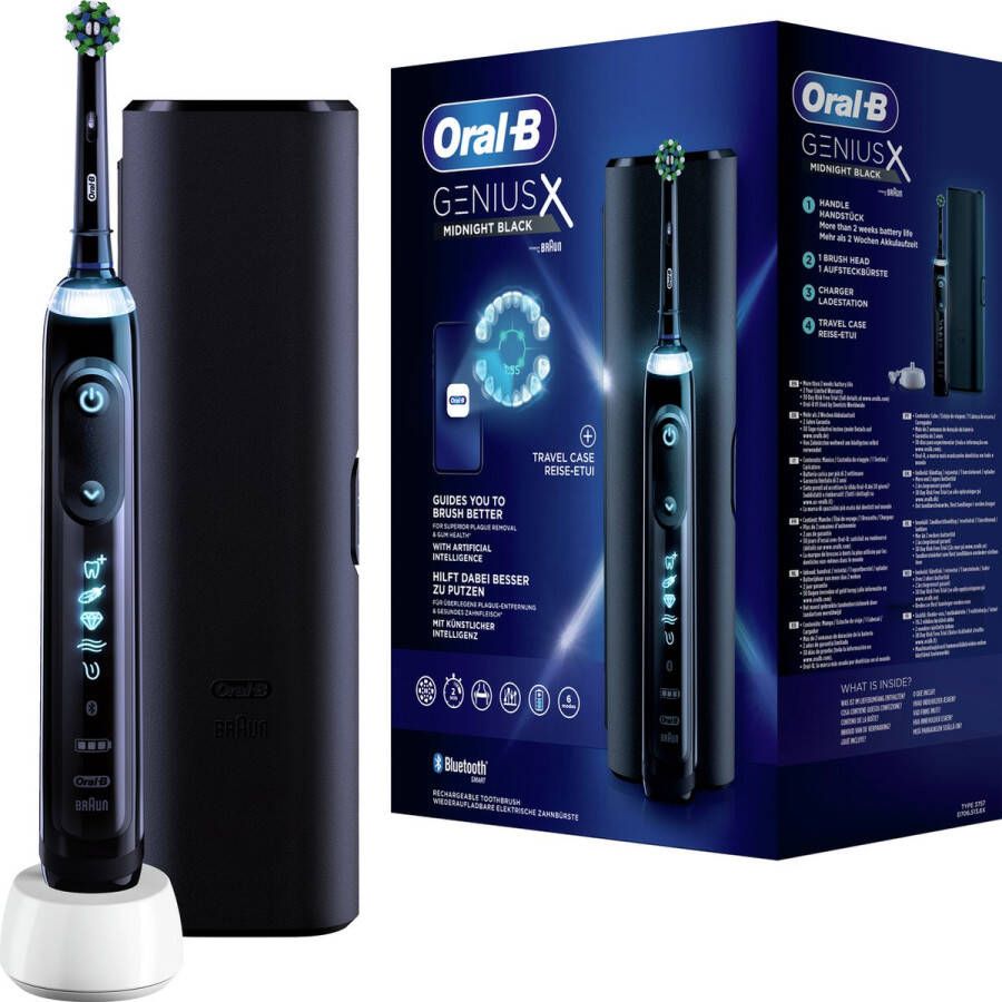 Braun Oral-B elektrische tandenborstel Genius X zwart incl. reisetui 6 poetsstanden
