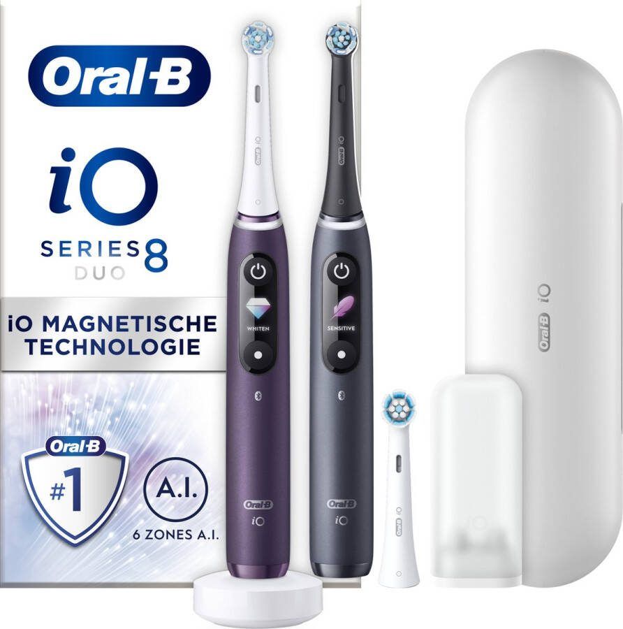 Oral B Oral-B iO 8 Paars En Zwart Elektrische Tandenborstels Duopack