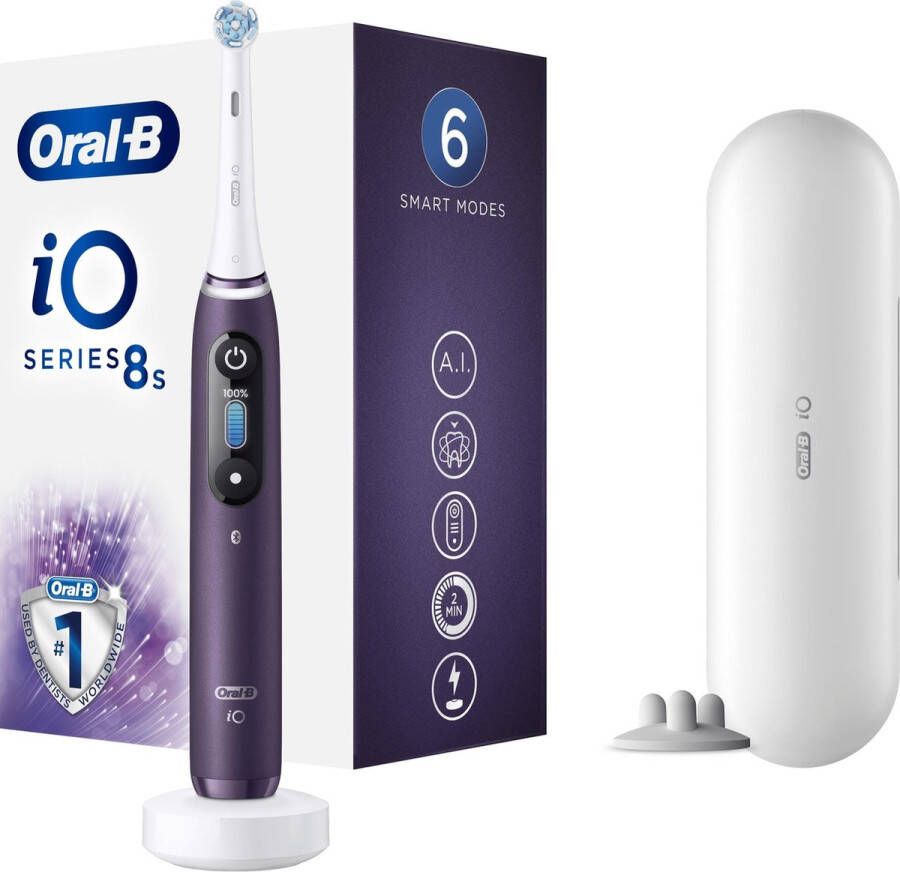Oral-B iO 8s Series Elektrische Tandenborstel Paars Oplaadbaar met Kunstmatige Intelligentie Handvat