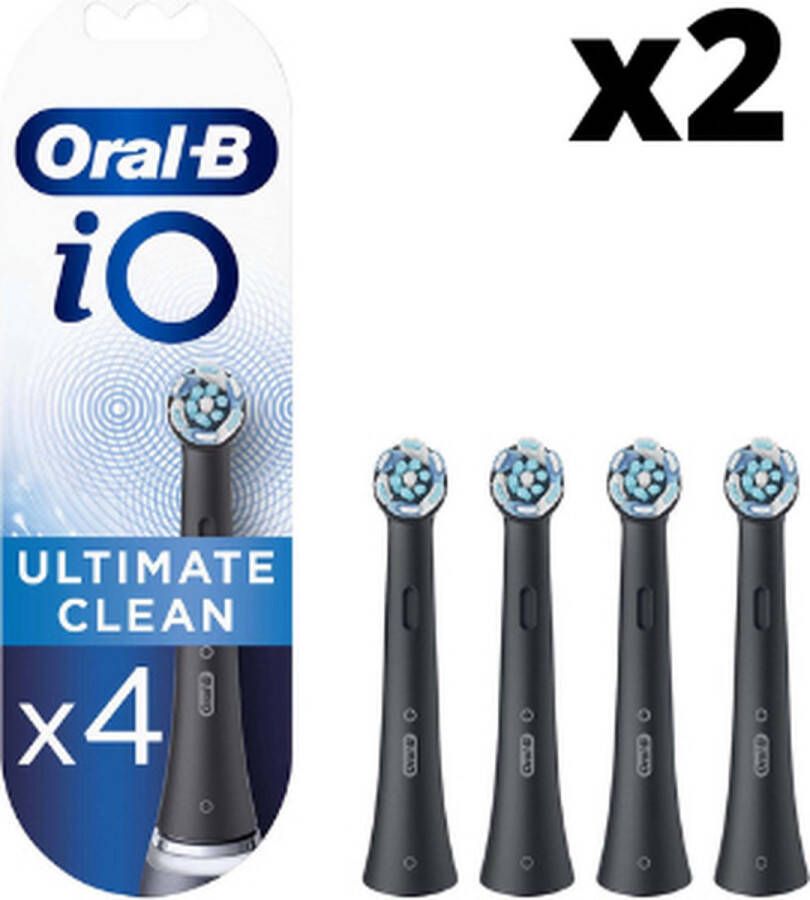 Oral B Oral-B iO Ultimate Clean Opzetborstels Zwart 2 x 4 stuks Voordeelverpakking