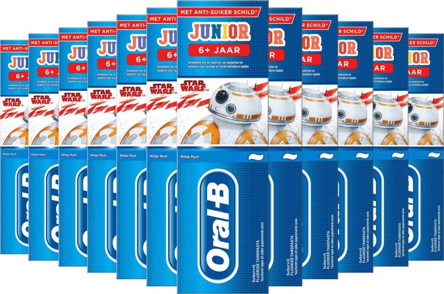 Oral B Oral-B Junior Star Wars Tandpasta Voordeelverpakking 12 x 75ml 6+ Jaar