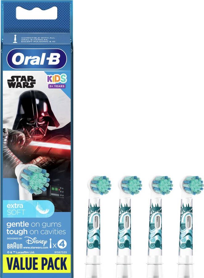 Oral-B 80352668 Star Wars vervangende opzetborstels voor elektrische tandenborstel voor kinderen Set van 4