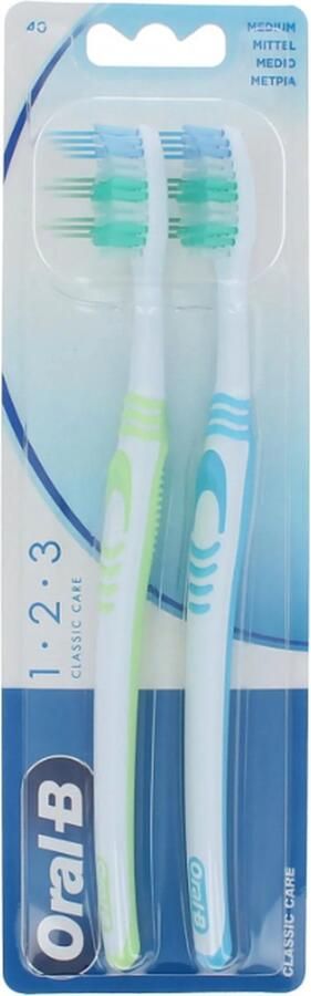 Oral B Oral-B 1.2.3 Classic Care Duo Pack Blue-Mint Tandenborstel Medium