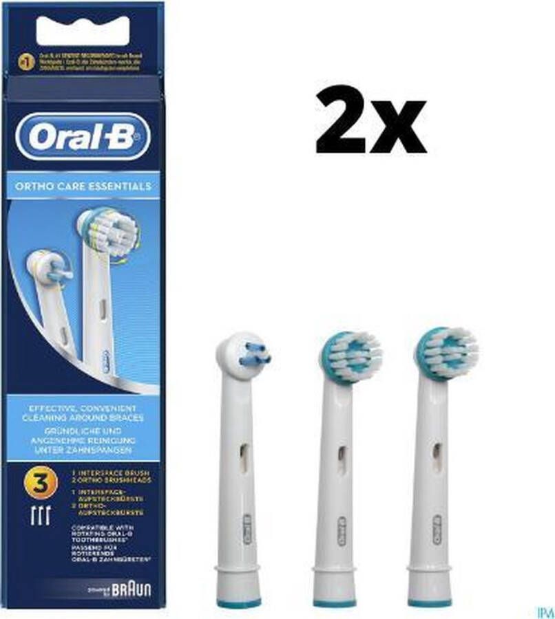 Oral B Oral-B Ortho Opzetborstels 2 x 3 stuks Voordeelverpakking
