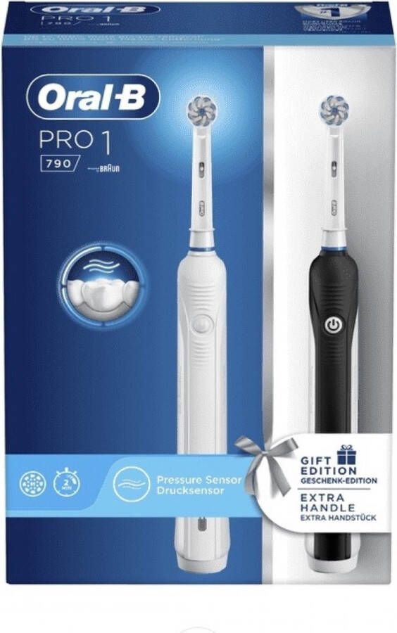 Oral B Oral-B Pro 1 790 Sensitive Elektrische tandenborstels 2 stuks zwart wit