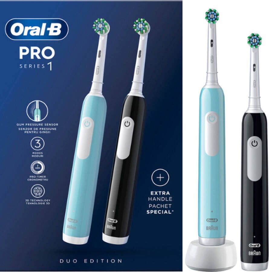 Oral-B PRO Series 1 Duo Edition 2 Elektrische Tandenborstels Zwart & Blauw