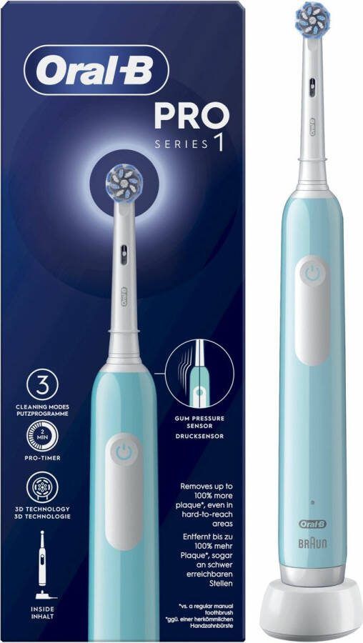 Oral B Oral-B Pro 1 Sensitive Clean Volwassene Roterende-oscillerende tandenborstel Dagelijkse verzorging Delicaat Whitening 20000 bewegingen per minuut Blauw 8800 bewegingen per minuut