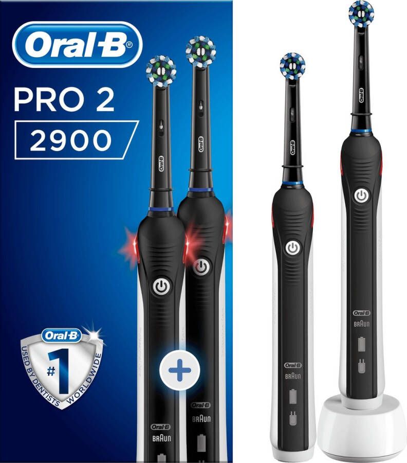 Oral-B elektrische tandenborstel Pro 2 2900 Duo CrossAction zwart 2 poetsstanden