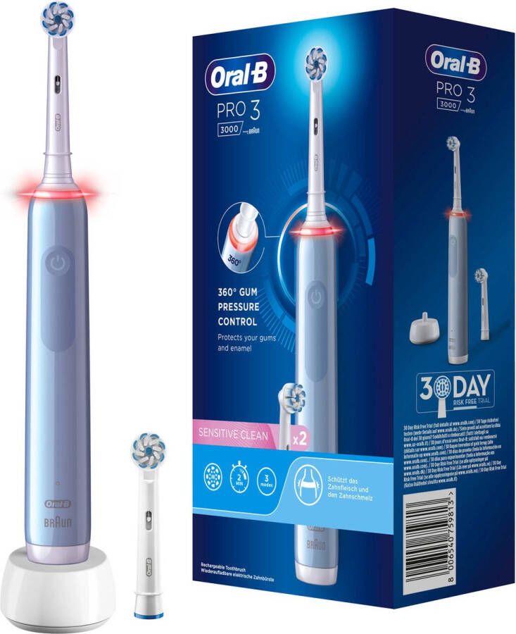Oral-B elektrische tandenborstel Pro 3 3000 Sensi blauw incl. 2 opzetborstels
