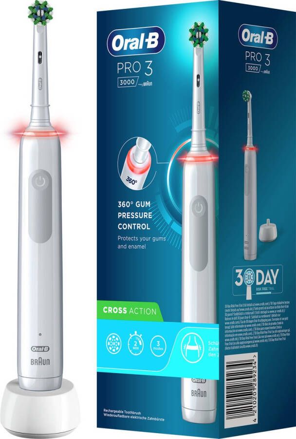 Oral B Oral-B Pro 3 3000 Wit Elektrische Tandenborstel Ontworpen Door Braun 1 Handvat en 1 opzetborstel