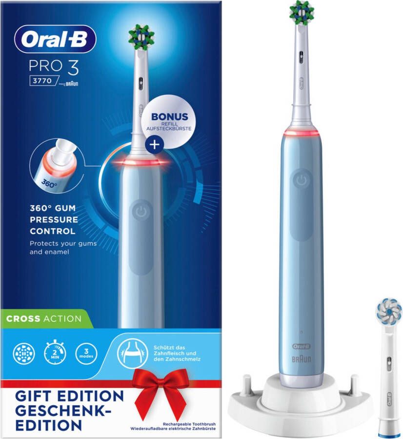 Oral-B elektrische tandenborstedl Pro 3 blauw incl. extra opzetborstel