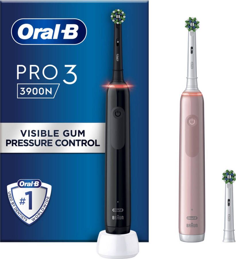 Oral B Oral-B PRO 3 3900 Elektrische Tandenborstel Duo Zwart + Roze