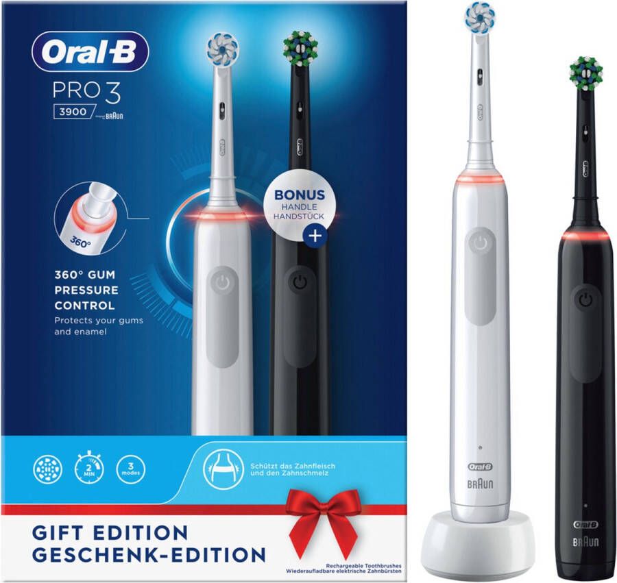 Oral B Oral-B Pro 3 3900 Elektrische Tandenborstel Duoverpakking 2 stuks