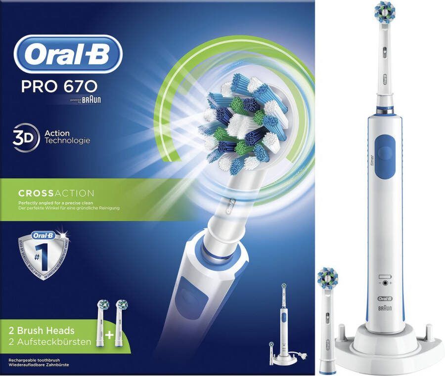 Oral B Oral-B PRO 670 CrossAction Elektrische tandenborstel met 2 opzetborstels