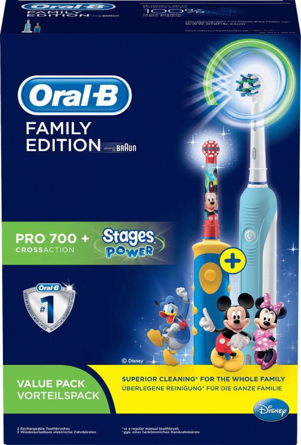 Oral B Oral-B Pro 700 + Stages Power Elektrische Tandenborstels Family pack